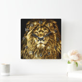 Majestic Gold Lion Vierkante Klok (Huis)