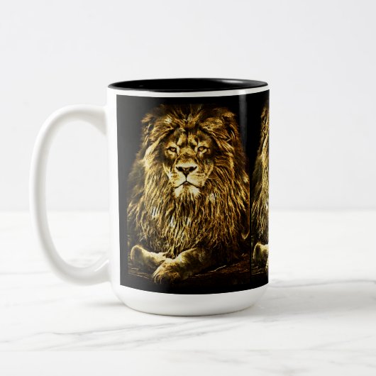 Majestic Gold Lions Tweekleurige Koffiemok (Links)