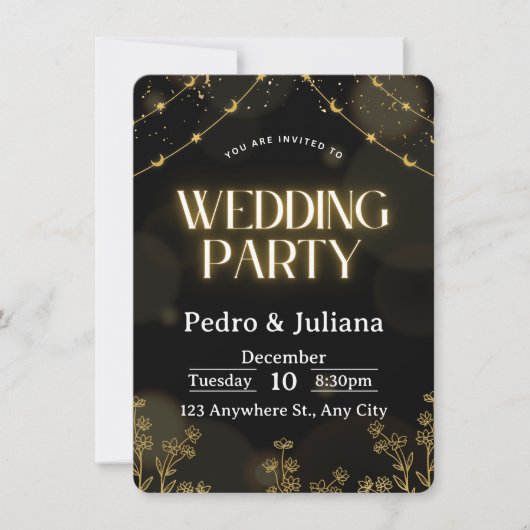 Majestic Gold Ornamental Frame Wedding Invitation Kaart (Voorkant)