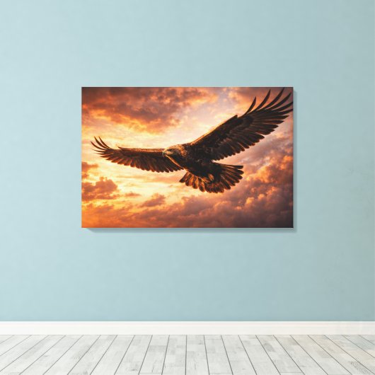 Majestic Golden Eagle – Flight in Dramatic Sky Canvas Afdruk (Insitu (Houten vloer))
