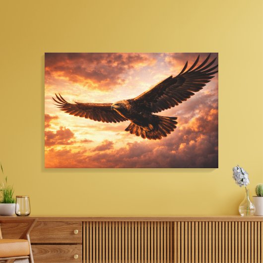 Majestic Golden Eagle – Flight in Dramatic Sky Canvas Afdruk (Insitu (Woonkamer))