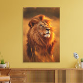 Majestic Golden Lion at Sunset – Canvas Wall Art   (Insitu (Woonkamer))