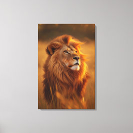 Majestic Golden Lion at Sunset – Canvas Wall Art  