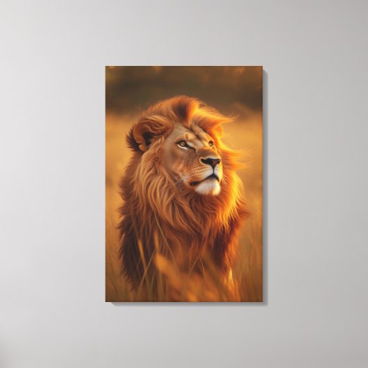 Majestic Golden Lion at Sunset – Canvas Wall Art   (Voorkant)
