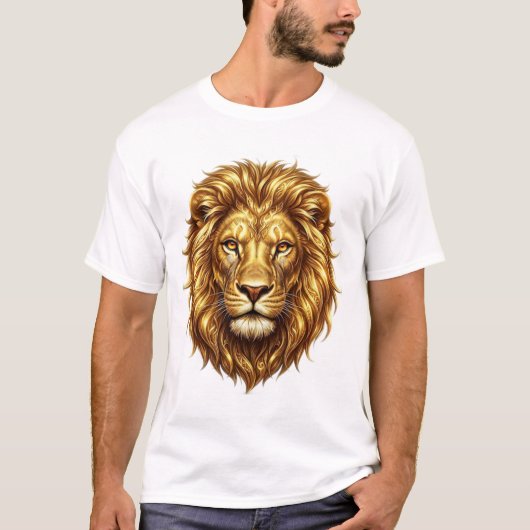 Majestic Golden Lion King Art T-Shirt (Voorkant)