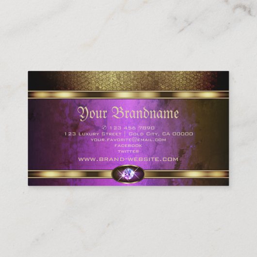 Majestic Golden Snake Pattern en Faux Rhinestones Visitekaartje (Achterkant)