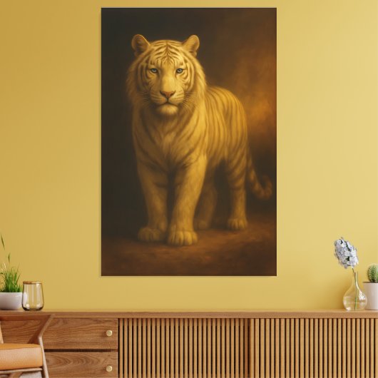 Majestic Golden White Tiger – Fine Art Premium Can Canvas Afdruk (Insitu (Woonkamer))