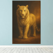 Majestic Golden White Tiger – Fine Art Premium Can Canvas Afdruk (Insitu (Houten vloer))