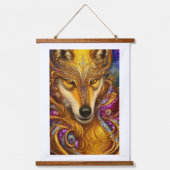 Majestic Golden Wolf Pair Fantasy AI Art Print Hangend Wandkleed (Voorkant)