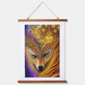 Majestic Golden Wolf Pair Fantasy AI Art Print Hangend Wandkleed (Voorkant 2)