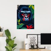 Majestic Gorilla Portrait – Oerwoud Alpha Art Poster (Thuiskantoor)