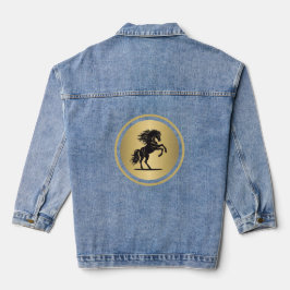 Majestic Gouden Bokkende Paard Denim Jas Jacket