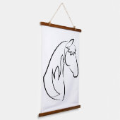 Majestic Grace - Minimalistische paardenlijn kunst Hangend Wandkleed (Gebogen)
