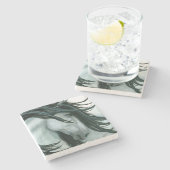 Majestic Gray Horse van Bihrle Stenen Onderzetter (Zijkant)