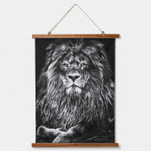 Majestic Gray Lion Hanging Tapestry Hangend Wandkleed (Voorkant)