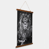 Majestic Gray Lion Hanging Tapestry Hangend Wandkleed (Gebogen)