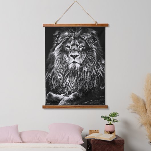 Majestic Gray Lion Hanging Tapestry Hangend Wandkleed (Slaapkamer)