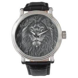 Majestic Gray Lion Horloge