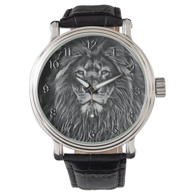 Majestic Gray Lion Horloge