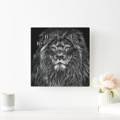 Majestic Gray Lion Vierkante Klok (Huis)