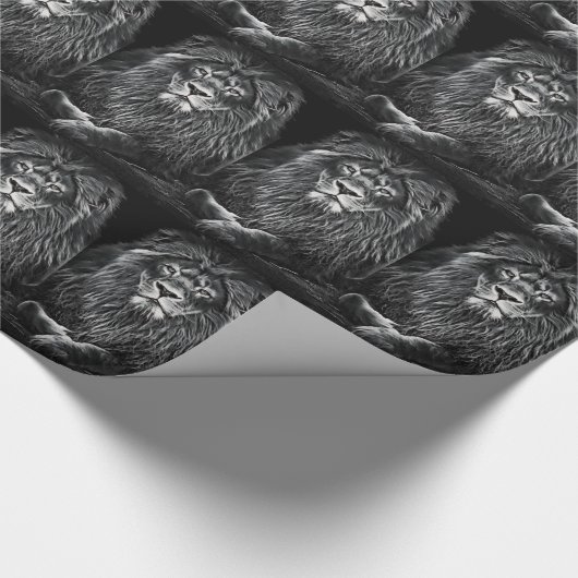 Majestic Gray Lions Pattern Cadeaupapier (Hoek)