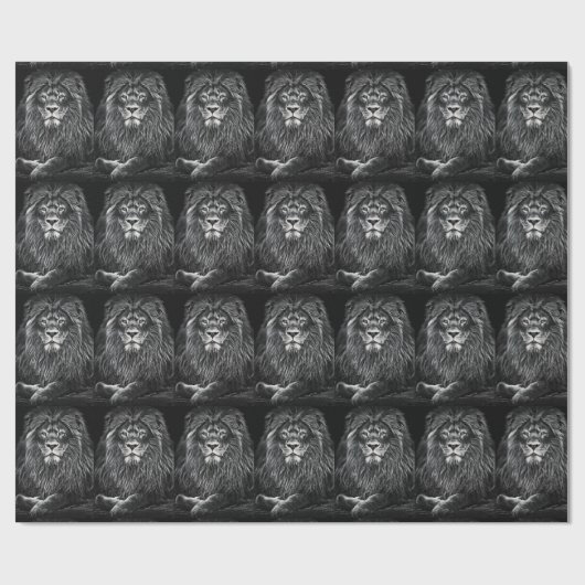 Majestic Gray Lions Pattern Cadeaupapier (Vlak)