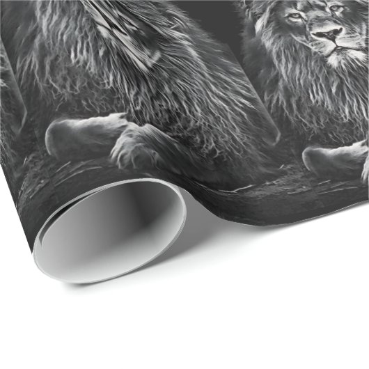 Majestic Gray Lions Pattern Cadeaupapier (Rol Hoek)