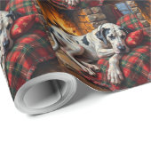 Majestic Great Dane Asleep by Fireplace Cozy Cadeaupapier (Rol Hoek)