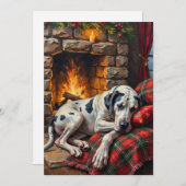 Majestic Great Dane Asleep by Fireplace Cozy Feestdagenkaart (Voorkant / Achterkant)