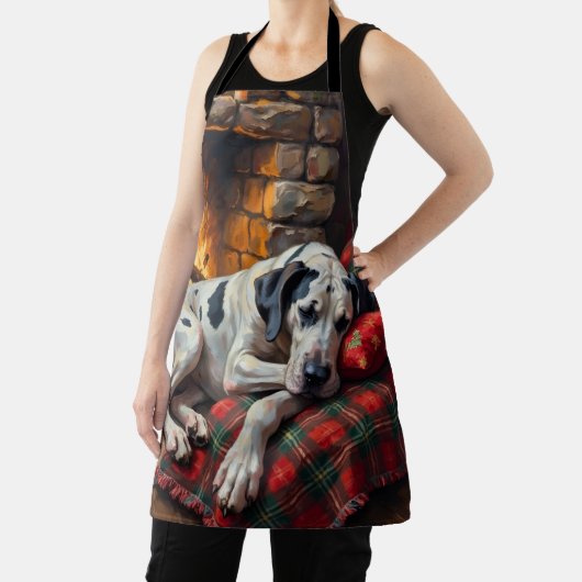 Majestic Great Dane Asleep by Fireplace Cozy Schort (Insitu)