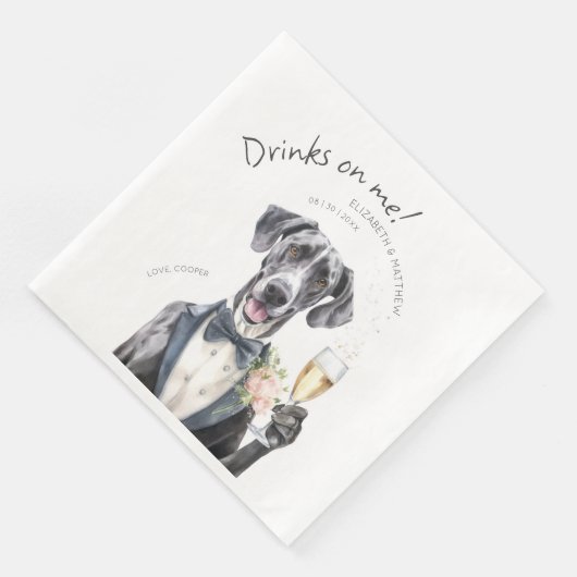 Majestic Great Dane Waiter Waterverf  Servet (Hoek)