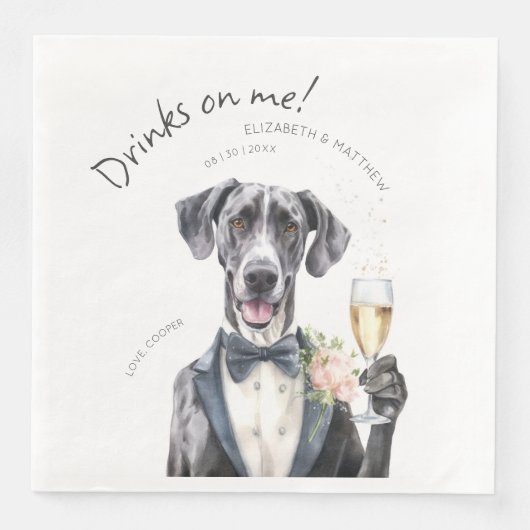 Majestic Great Dane Waiter Waterverf  Servet (Voorkant)