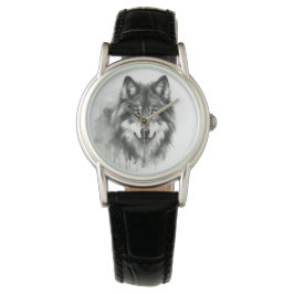 Majestic Grey Wolf Prachtige Waterverf Wildlife Horloge