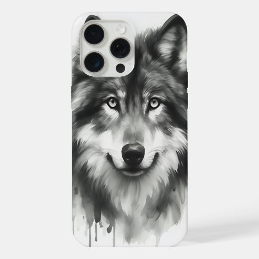 Majestic Grey Wolf Prachtige Waterverf Wildlife iPhone Hoesje (Achterkant)