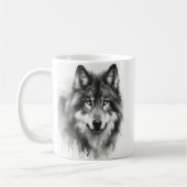 Majestic Grey Wolf Prachtige Waterverf Wildlife Koffiemok (Links)