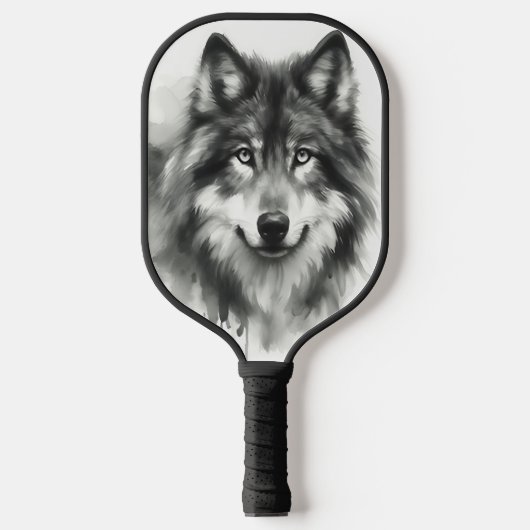 Majestic Grey Wolf Prachtige Waterverf Wildlife Pickleball Paddle (Voorkant)