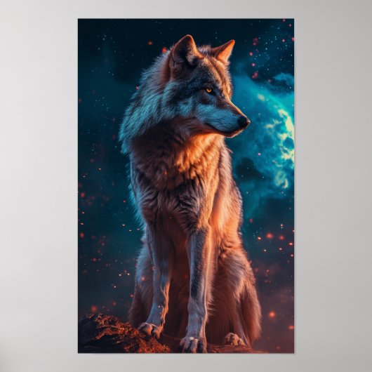 Majestic Grey Wolf Wildlife Poster (Voorkant)
