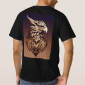 "Majestic Griffin Head - Monochroom 2D Logo Design T-shirt (Achterkant)