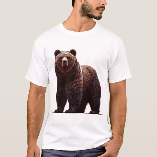 Majestic Grizzly Beer Illustratie – Sterkte en T-shirt (Voorkant)