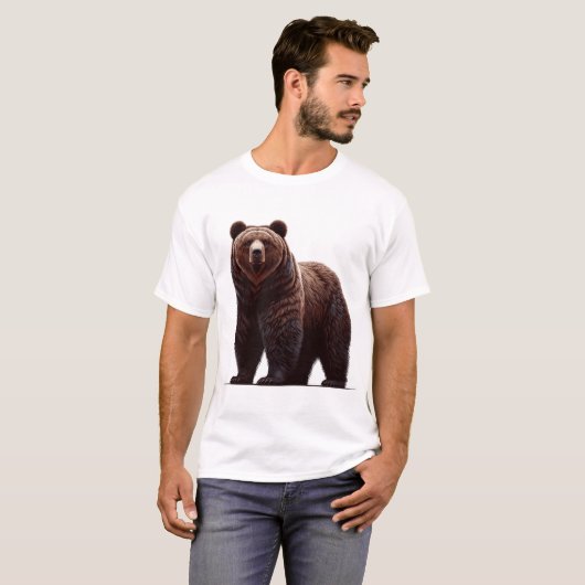 Majestic Grizzly Beer Illustratie – Sterkte en T-shirt (Voorkant volledig)