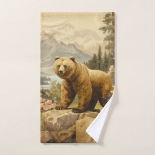 Majestic Grizzly Beer in een bos Handdoek
