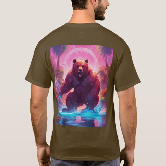 Majestic Grizzly Beer in het bos T-shirt" T-shirt (Achterkant)
