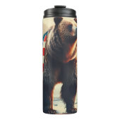 Majestic Grizzly Beer Patriottisme Ontwerp Thermosbeker (Voorkant)