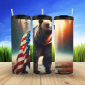 Majestic Grizzly Beer Patriottisme Ontwerp Thermosbeker