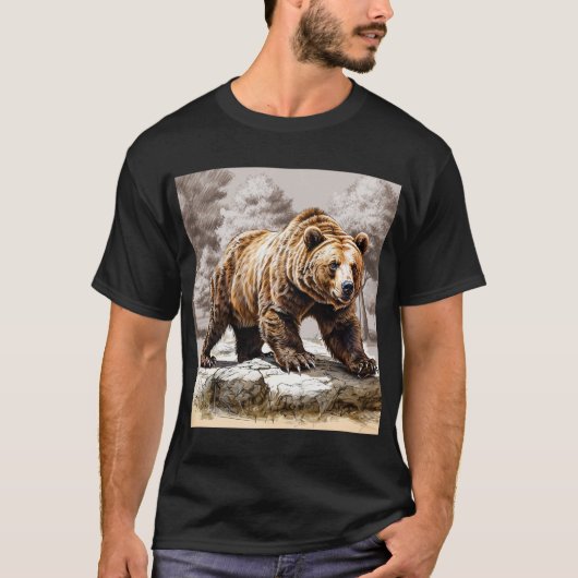 Majestic Grizzly: Bewaker van het Bos T-shirt (Voorkant)