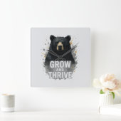 Majestic Groei Zwart Beer Art Vierkante Klok (Huis)