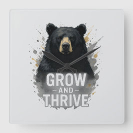 Majestic Groei Zwart Beer Art Vierkante Klok