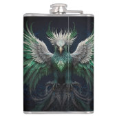 Majestic Groene & Witte Phoenix Vogel Heupfles (Achterkant)