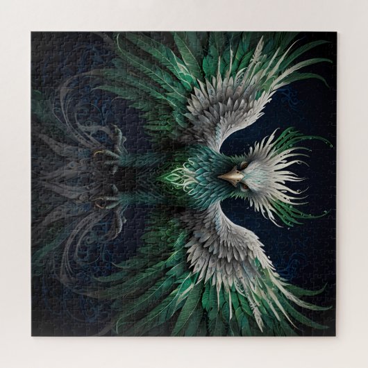 Majestic Groene & Witte Phoenix Vogel Legpuzzel (Horizontaal)