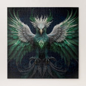 Majestic Groene & Witte Phoenix Vogel Legpuzzel (Verticaal)